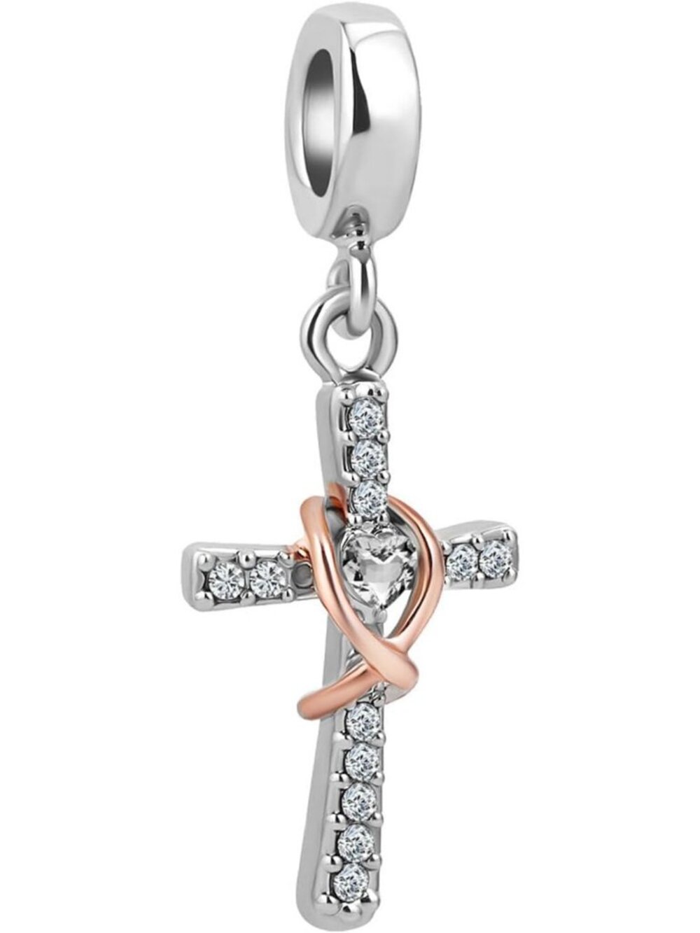 Women's Silver Infinity Cross Religious Christian Bible Things Dangle Charm Bead